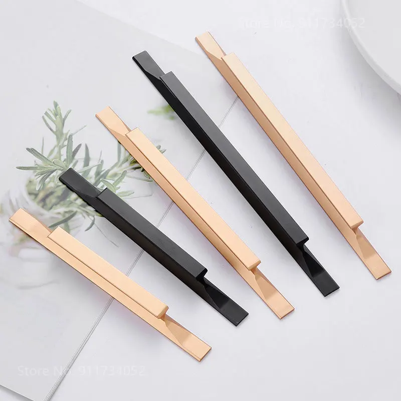 

American Style Black Cabinet Handles Gold Solid Aluminum Alloy Kitchen Cupboard Pulls Drawer Knobs Furniture Handle Hardware