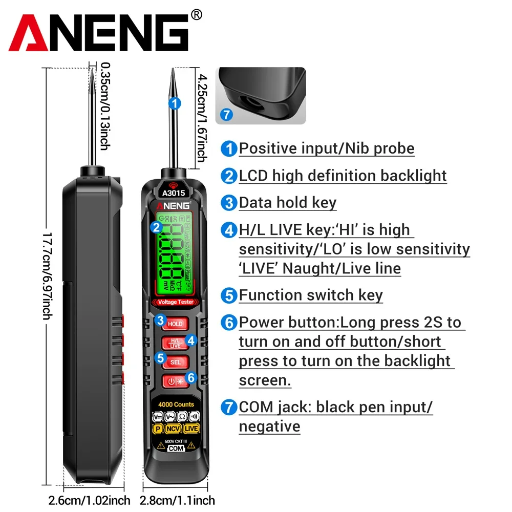 ANENG A3015 Digital Multimeter Phase Sequence Tester