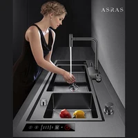 ASRAS Nanometer Smart Purifying Kitchen Sink Large Size Handmade Step Sink Ultrasonic Smart Purifying Kitchen Island Sinks 2