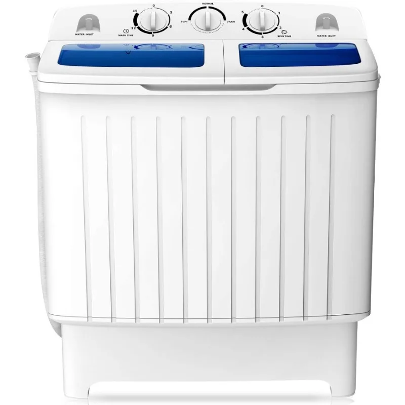 

COSTWAY Portable Washing Machine, Twin Tub 20 Lbs Capacity, Washer(12 Lbs) and Spinner(8 Lbs), Durable Design, Timer Control