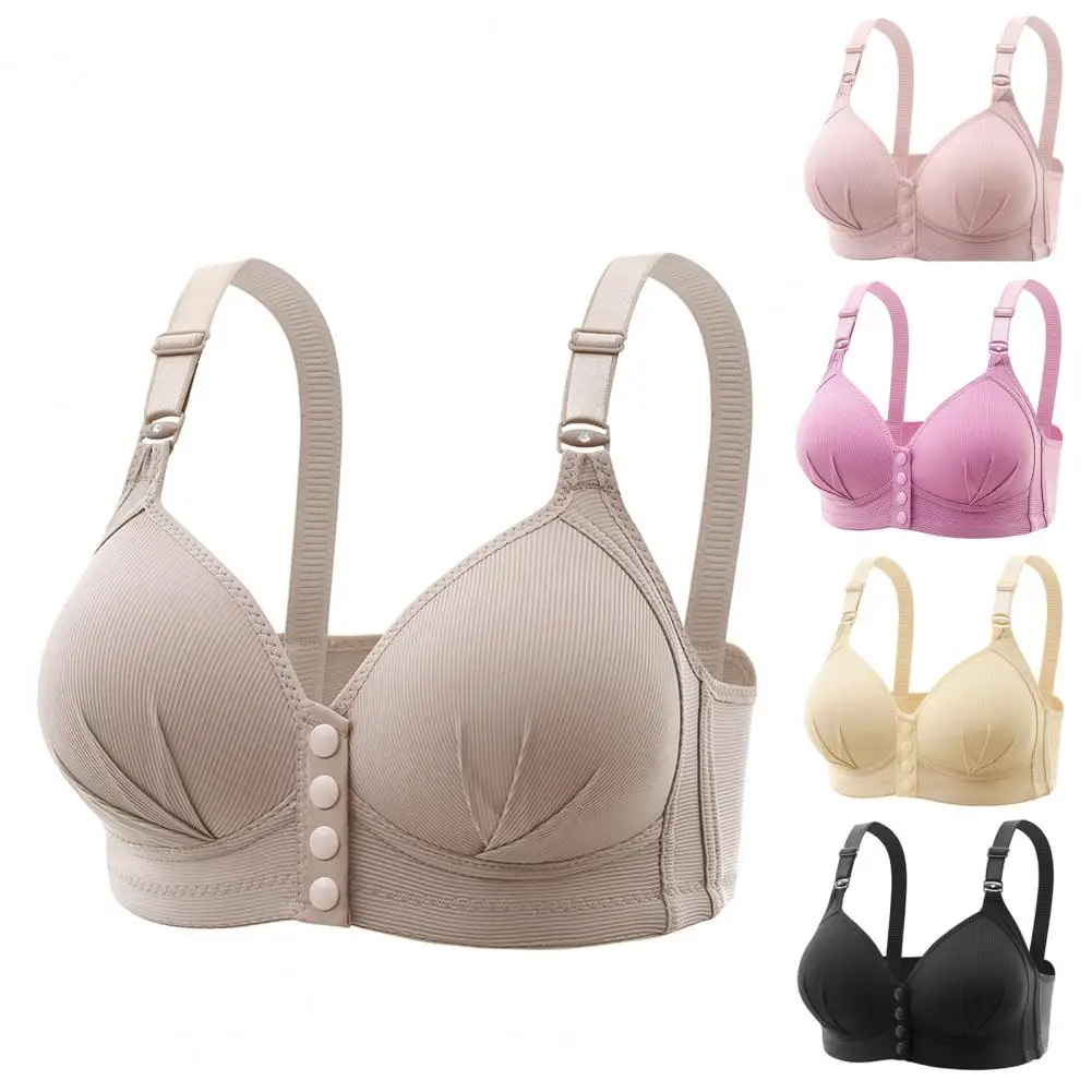 

Breathable Bra Comfortable Plus Size Women's Bra Front Button Closure Adjustable Straps No Wire Support Soft Elastic for Breast