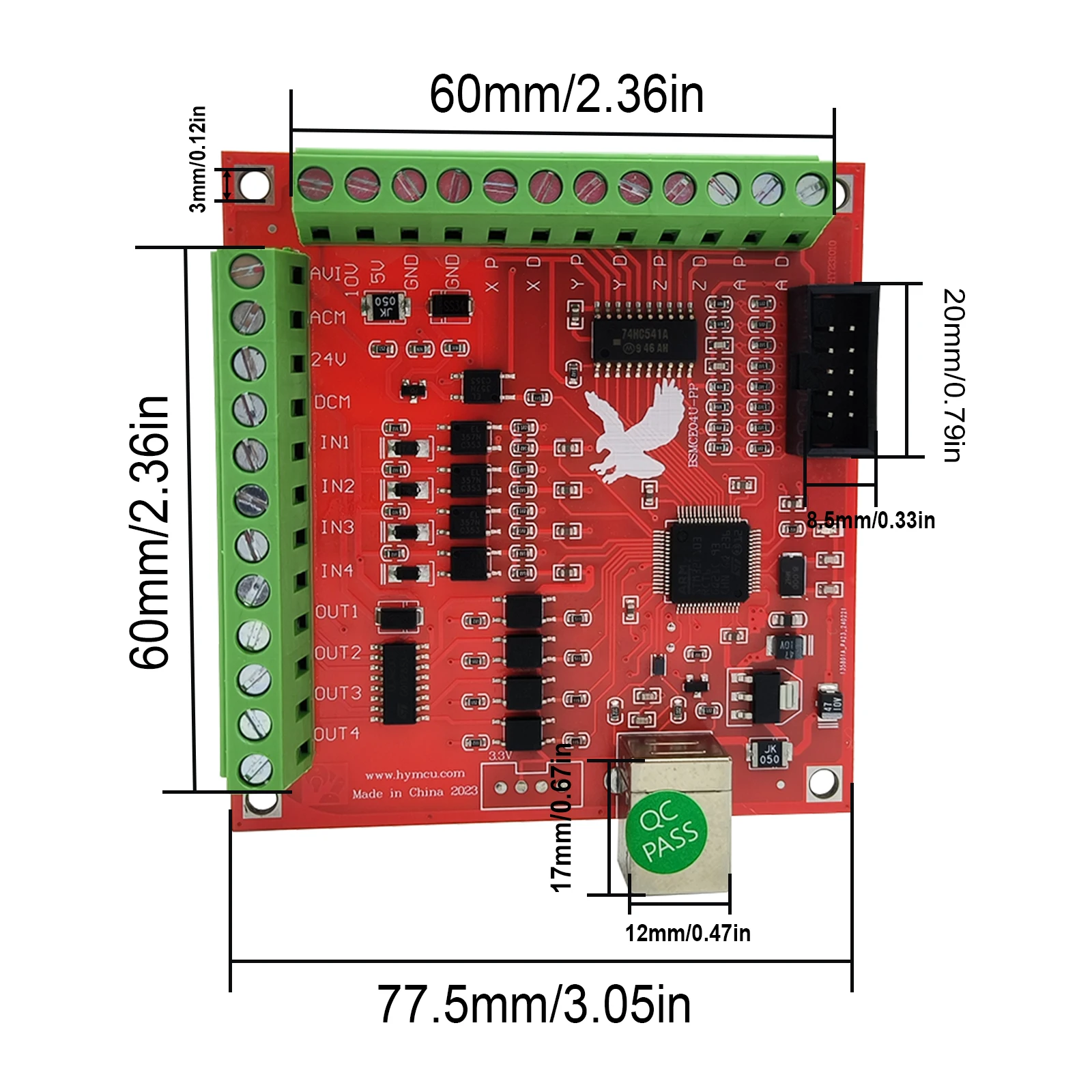 4 축 Nema23 스텝퍼 모터 키트, 1Nm 엔진 4 개, TB6600 마이크로스텝 드라이버 4 개, 전원 1 개, Mach3 컨트롤러 카드 포함