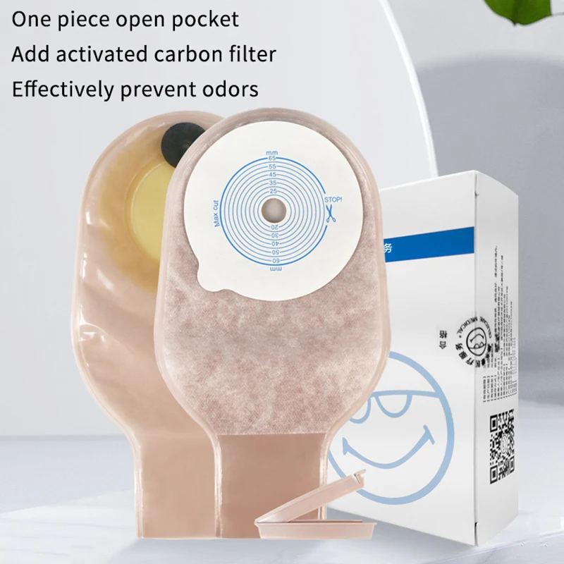 10Pcs Colostomy Bags Hole One-piece Drainable Ostomy Bags Stoma Care Pouch With Clips Closure Colostomy Bag Prevent Leakage