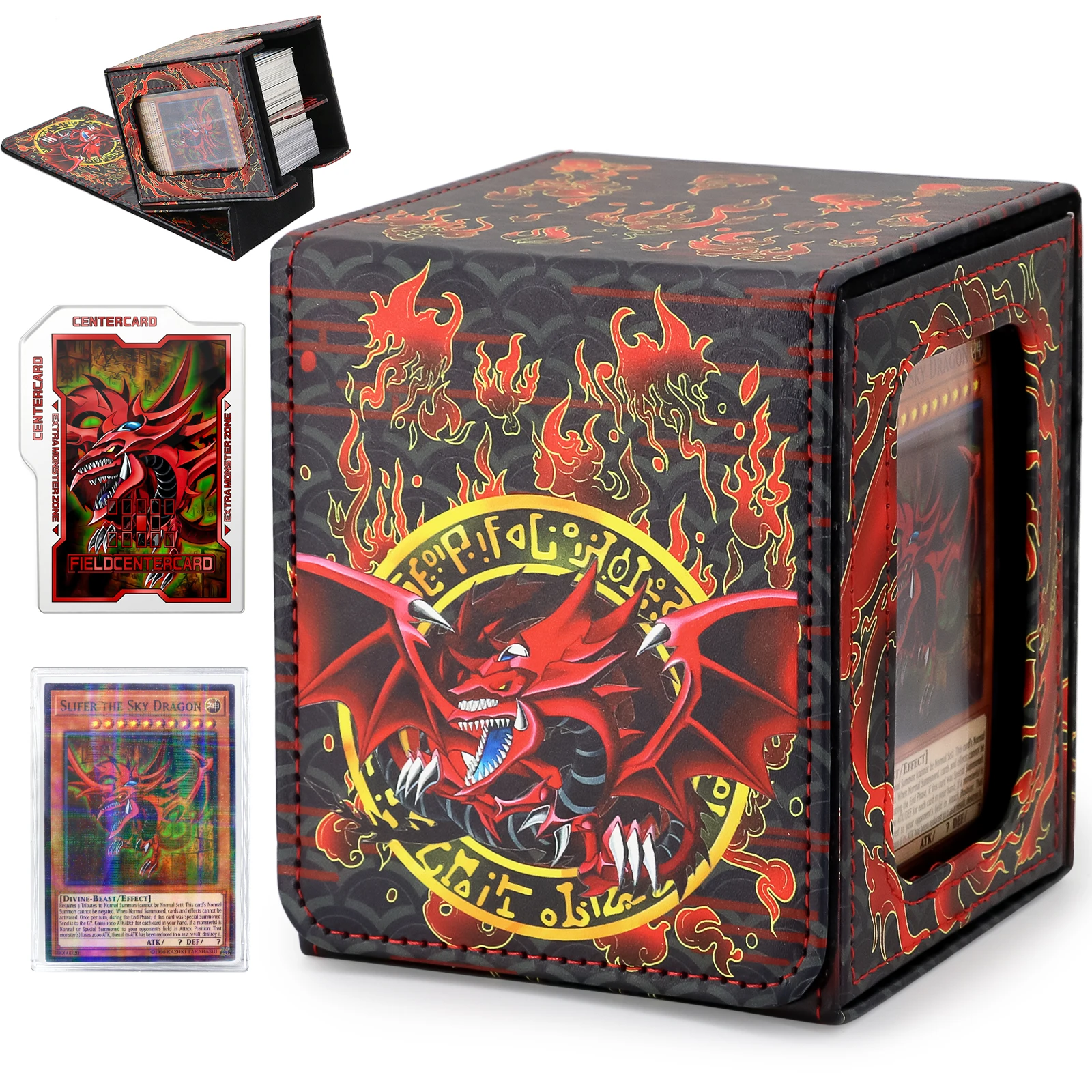 Yu-Gi-Oh! Blue-Eyes White Dragon DECK BOX Card Storage Box Ygo Open Window Leather Collection Card Protection Box Gift Toys 8