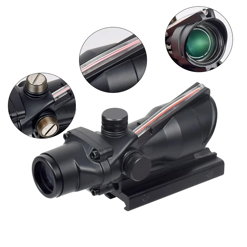 Tactical ACO 4X32 1x32 Scope Red Green Dot Sight Optics Illuminated Hunting Cross Glass Etched Reticle for AR15 HK416, red dot sight,rifle scope