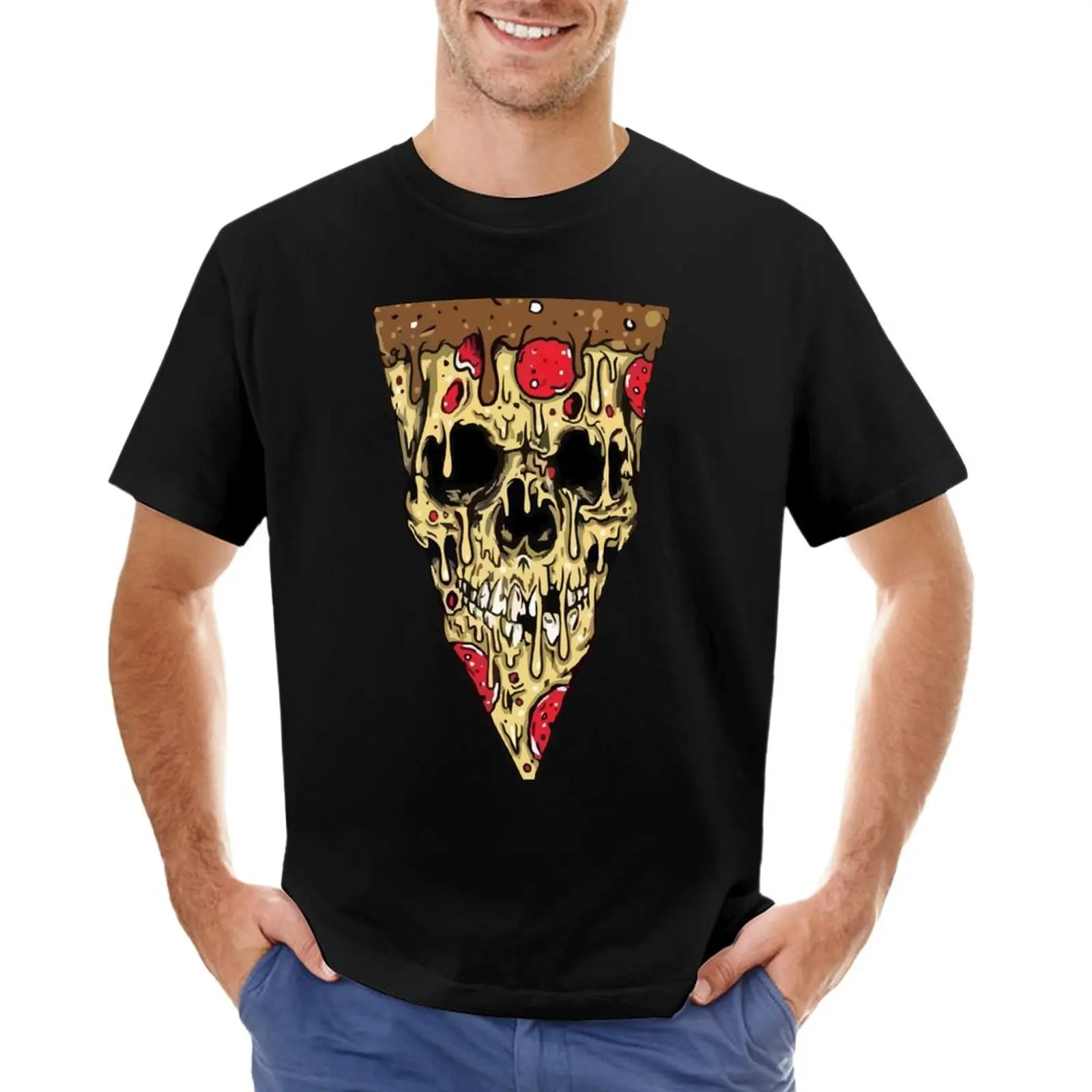 

Pizza skull T-Shirt graphic t shirts tees t shirts for men graphic