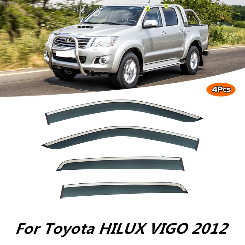 de ventana cromado para HILUX VIGO 2012, accesorios para ventanas, visera, protector contra el viento y la lluvia| | - AliExpress