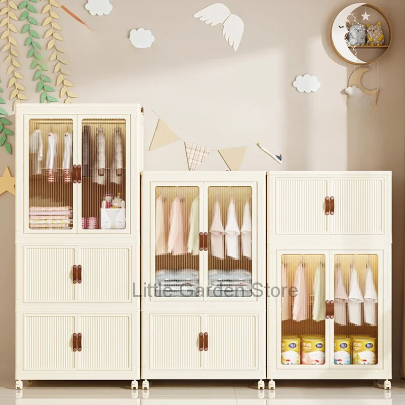 Bedroom Mobile Children Wardrobes Plastic Girls Clothes Shelves Children Wardrobes Shoe Rack Placard Enfant Furniture MR50CW