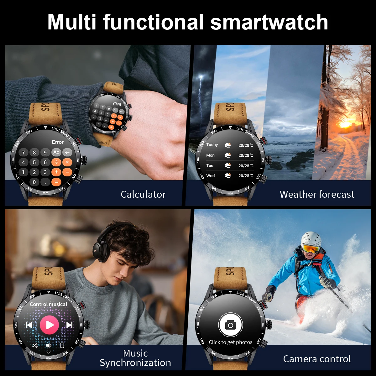 LIGE Business Watch For Men Smart Watch AMOLED HD Screen Smartwatch Bluetooth Calling IP67 Waterproof Smart Bracelet Full Touch