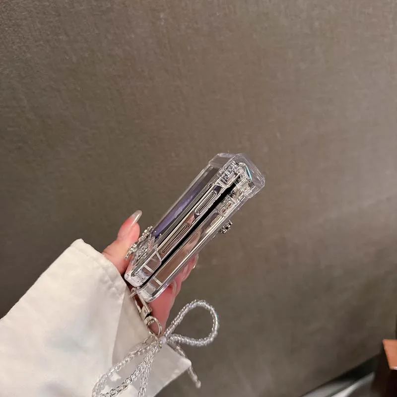 3D Shinny Butterfly Wrist Strap Phone Case for Samsung Galaxy Z Flip 6 5 4 3 Protective Cover for Z Flip6 Flip5 Flip4 Flip3 Capa_voghion.com