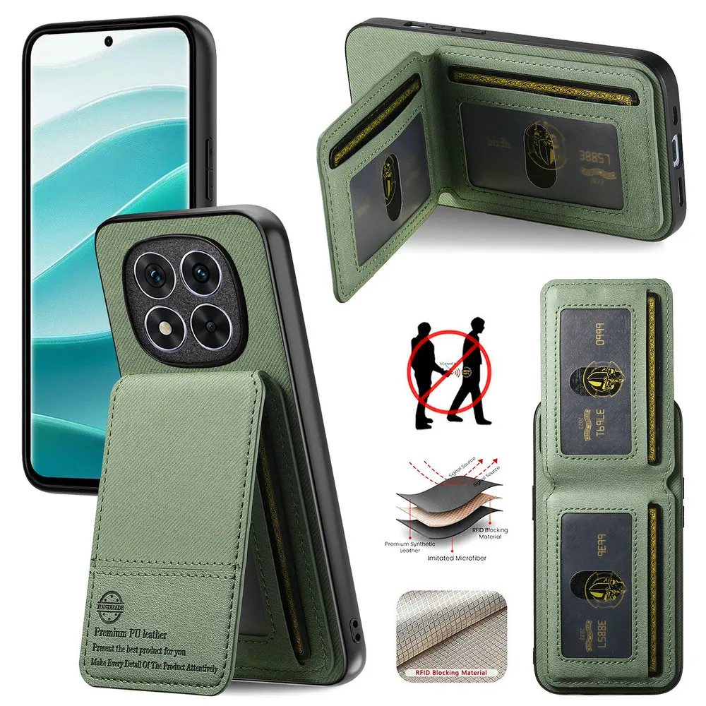 Luxury RFID Card Leather Wallet Flip Case with Holder