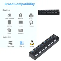 BGGQGG USB 3.0 Hub USB Hub 3.0 Multi USB Splitter 3 Hab Use Power Adapter 7 Port Multiple Expander  USB3 Hub with Switch for PC - Image 5