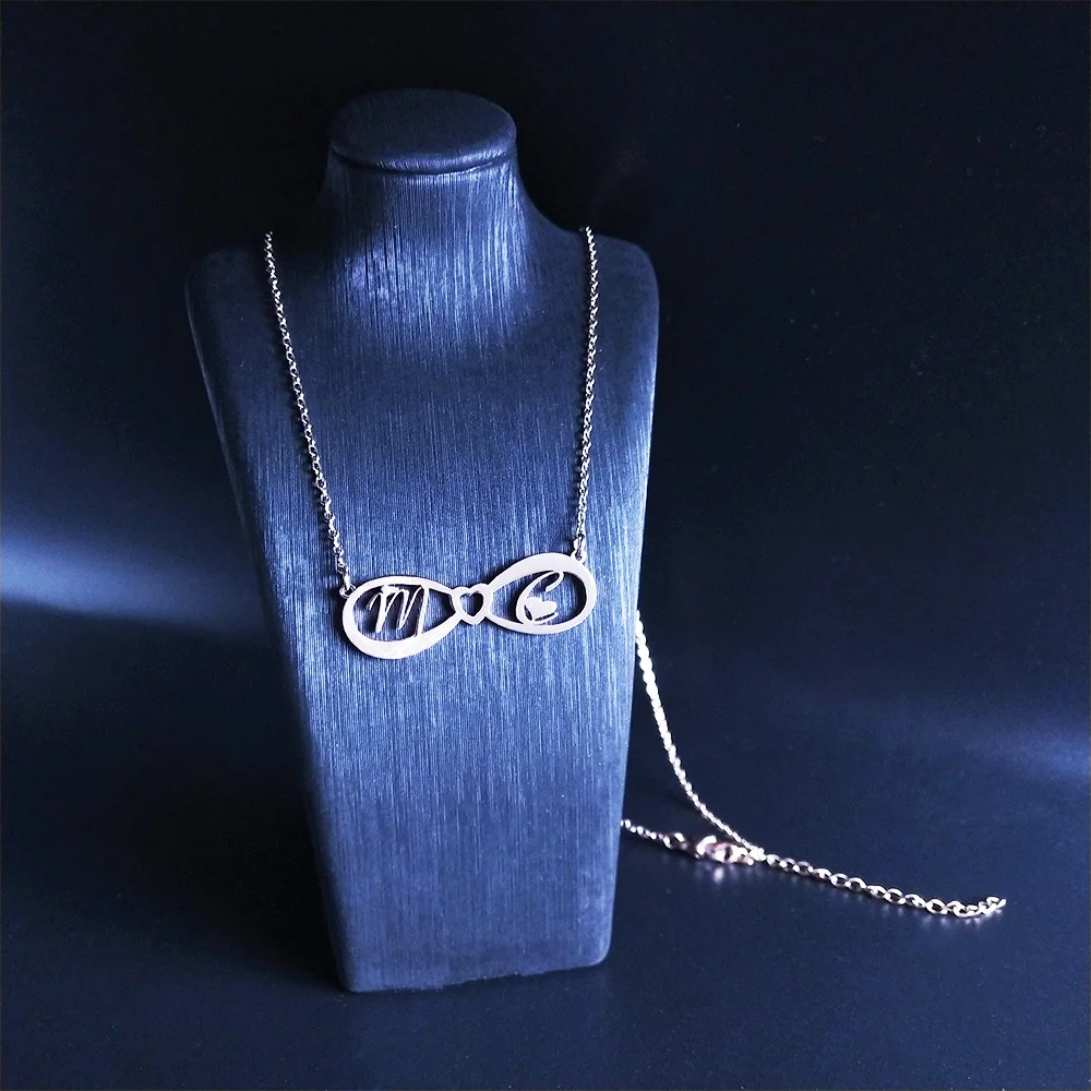 

Tangula Personalized Custom Name Infinity Symbol Necklace Mom Stainless Steel Choker With Names for Friend Birthday Gift Jewelry
