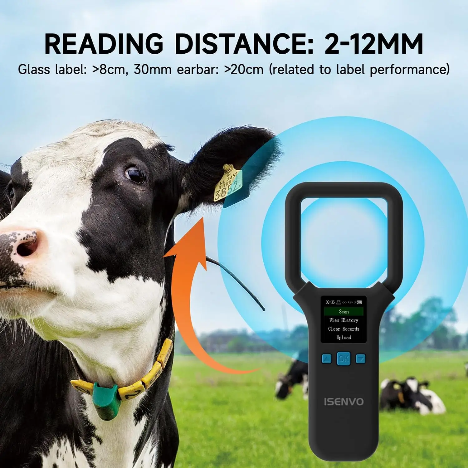 134.2kHz Pet Microchip Scanner, Wireless Bluethooth Handheld RFID Animal Reader With OLED Display EMID FDX-B ISO