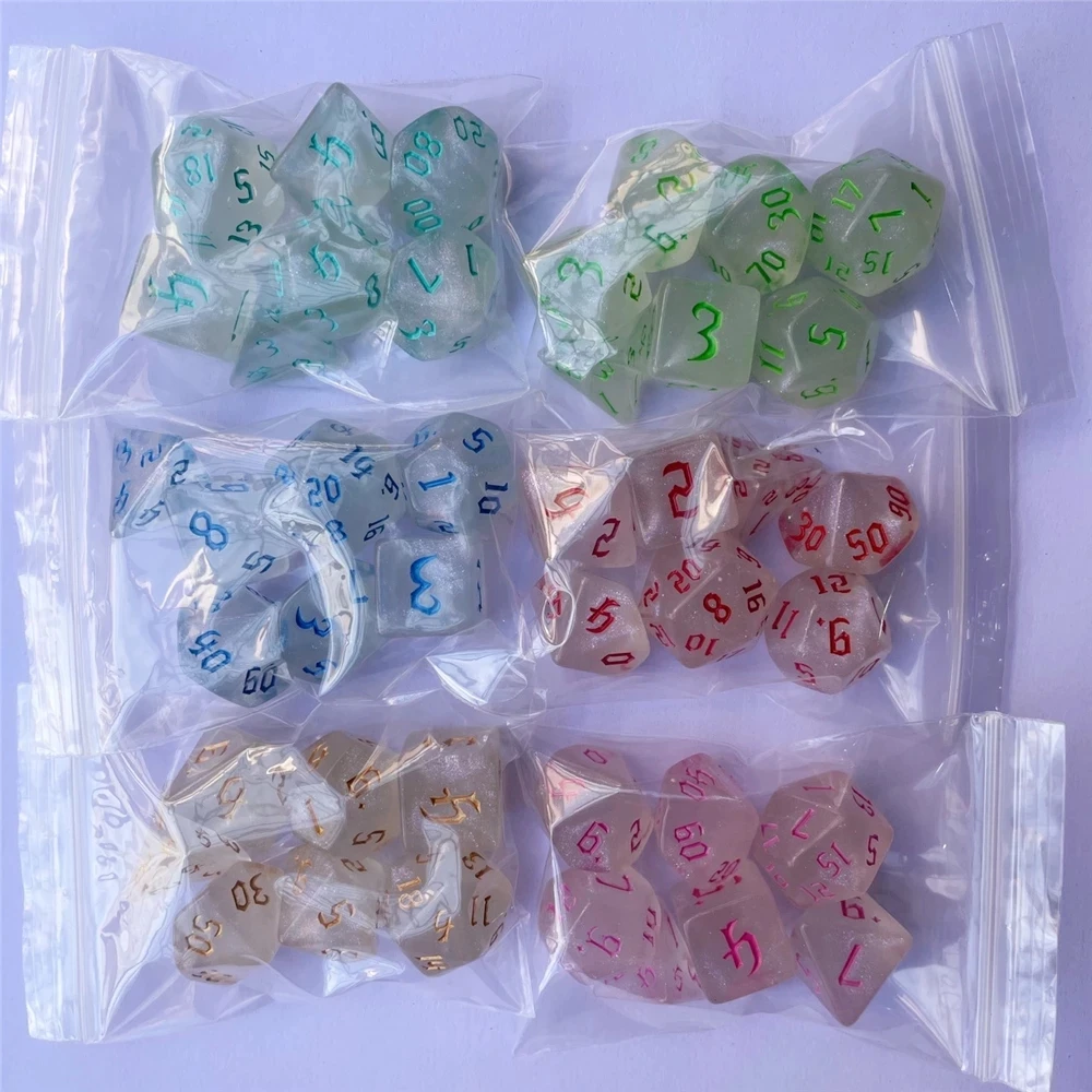 Fasizi Juego De Dados Poliédricos Transparentes De Colores – 2 Sets De 7 Dados (14 Piezas) Para D&D, RPG Y Juegos De Mesa, Con Números Fáciles De Leer