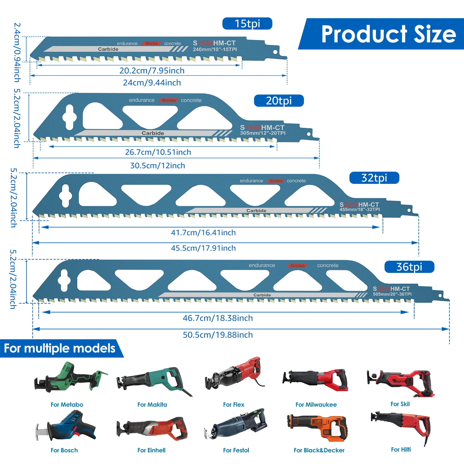 Reciprocating Saw Blades Reciprocating Saw Blade 10/12/18/20inch Universal Cutting Recip Sabre Saw Blade Alloy Steel Brick Concrete Cutting
