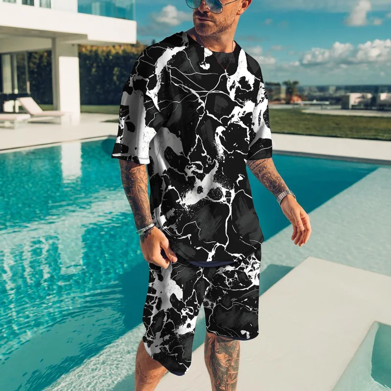 2022 Summer New Men's Training Clothing Set 3D Printing T-Shirts Everyday Casual Wear Fitness Sports 2 Piece Men's Streetwear