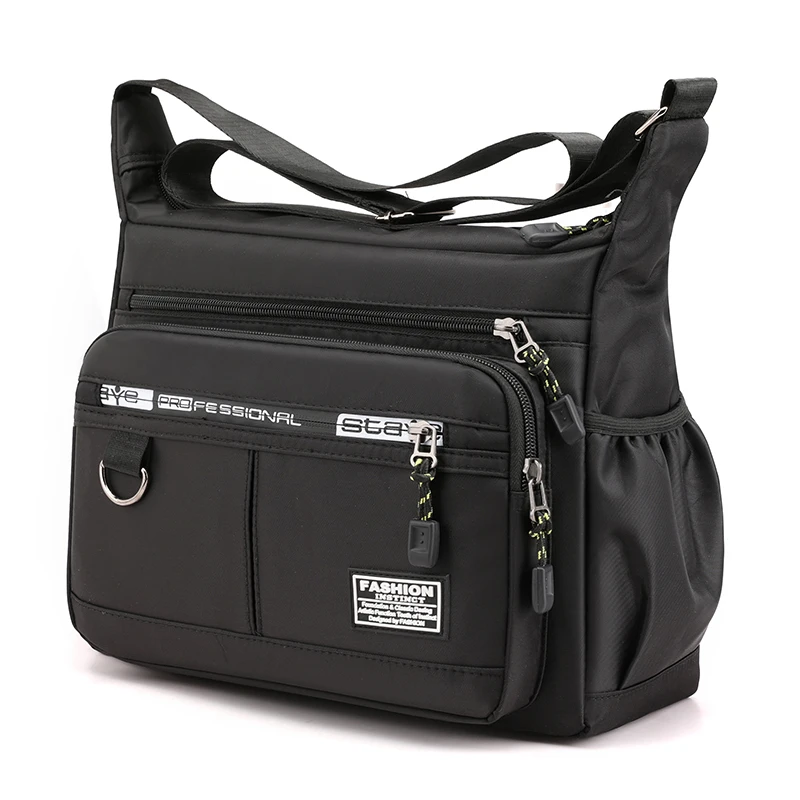 Men's multi pocket casual shoulder bag, with adjustable shoulder straps and zipper closure, is an ideal choice for daily commuti