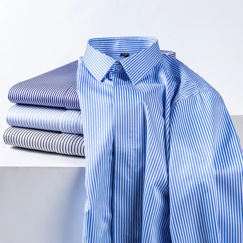 Men Shirt Stretch Anti-Wrinkle Men's Modal Cotton Soft Comfortable Business Social Tops Office Wear Classic Style