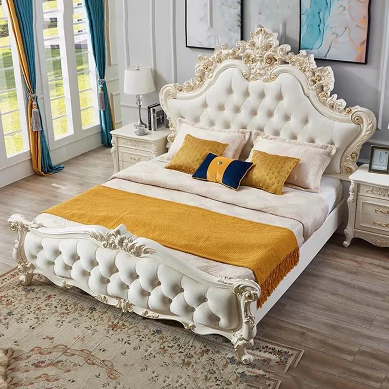 

Luxury Marriage Bed European Aesthetic Wood Queen Size Double Bed Modern Storage Camas De Casal De Luxo Bedroom Furniture