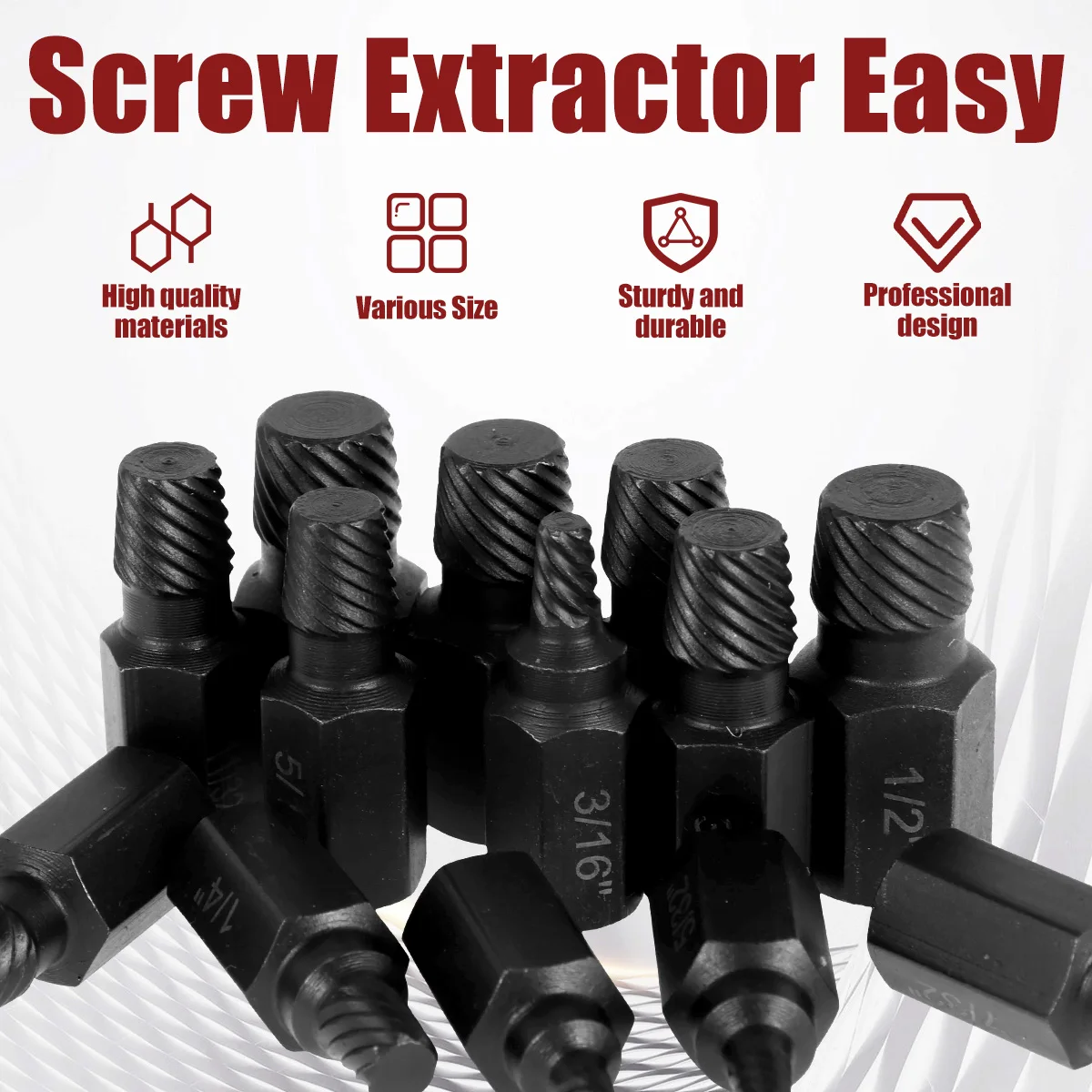 13Pcs Damaged Screw Extractor Alloy Steel Screw Remover Set Metal Easy Out Drill Bits Bolt Stud Multi-Spline Screw Extractor