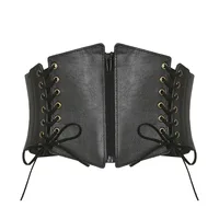 Mode femmes Corset large ceinture en cuir Pu minceur corps ceinture dames élastique taille haute ceinture gothique robe ceinture 3
