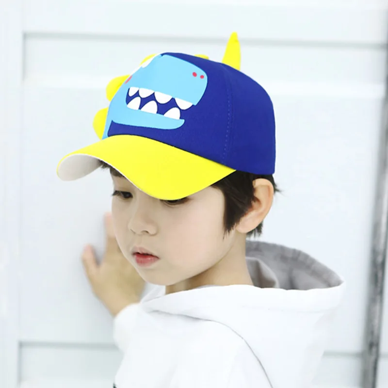 Cute Dinosaur Baseball Hat Fashion Children Peaked Cap Cartoon Kids Duck Tongue Caps 2-8Year Boys Girls Baby Sunshade Visors 2