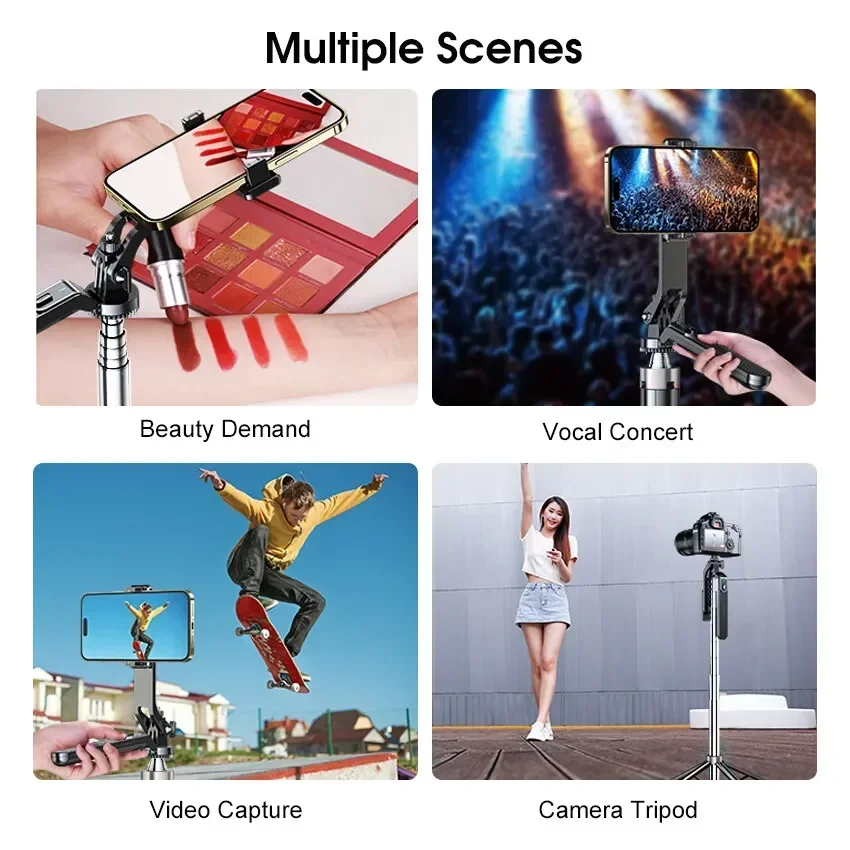 New P180/P185 Selfie Stick Quadripod 1.8m Extendable Anti-Shake Selfie Stick with Balance Handle 1/4" Screw for GoPro/Insta360