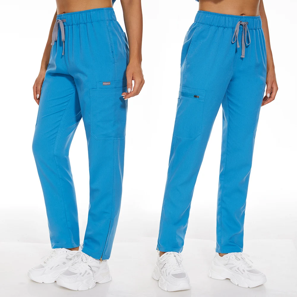 Casual Solid Color Scrubs Uniform Medical Pants Dentist Pants Workout Spa Bottoms Clothing Trousers Pet Grooming Workwear Unisex