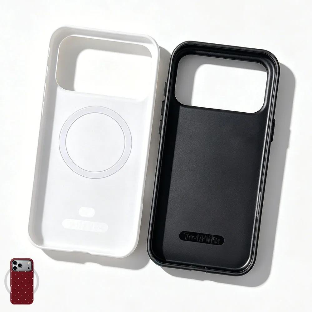 Red Polka Dot Magnetic Shockproof Phone Case with 2-in-1 Film Cover