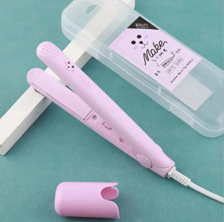 Mini Korean Style Student Room Portable Hair Straightening Iron With Heat Resistant Cover Dual Use Straight And Curling Clip