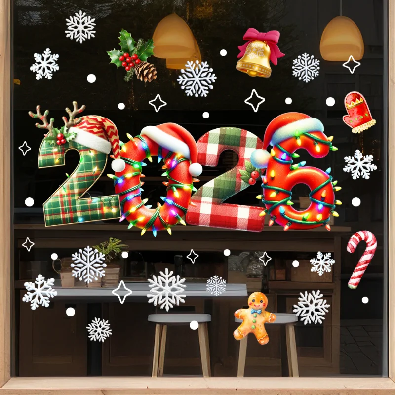 Christmas Window Stickers Christmas Wall Sticker Kid Room Wall Decals Merry Christmas Decorations for Home 2026 New Year Sticker