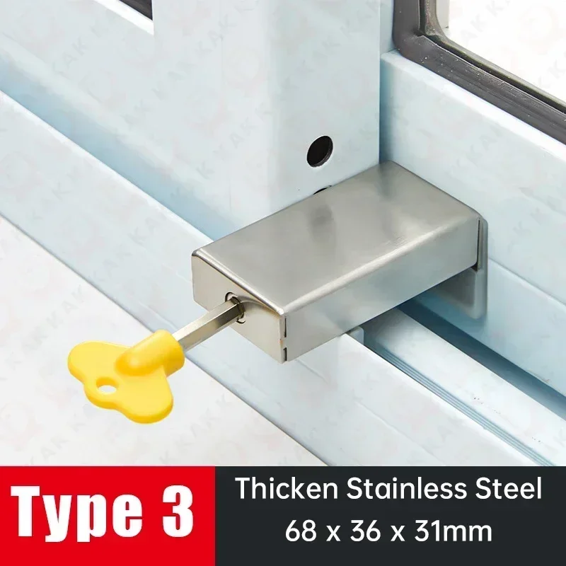 Adjustable Window Lock Stopper Safety Locks for Kids and Pets Anti-theft Door Lock Non Punch Sliding Window Hardware