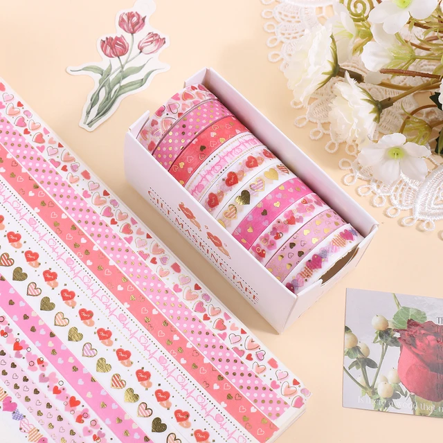 Kawaii Stars Love Heart Washi Tapes Set Gold Foil Masking Tape Scrapbooking Diary Journal Planner Supplies Cartoon Stationery 1