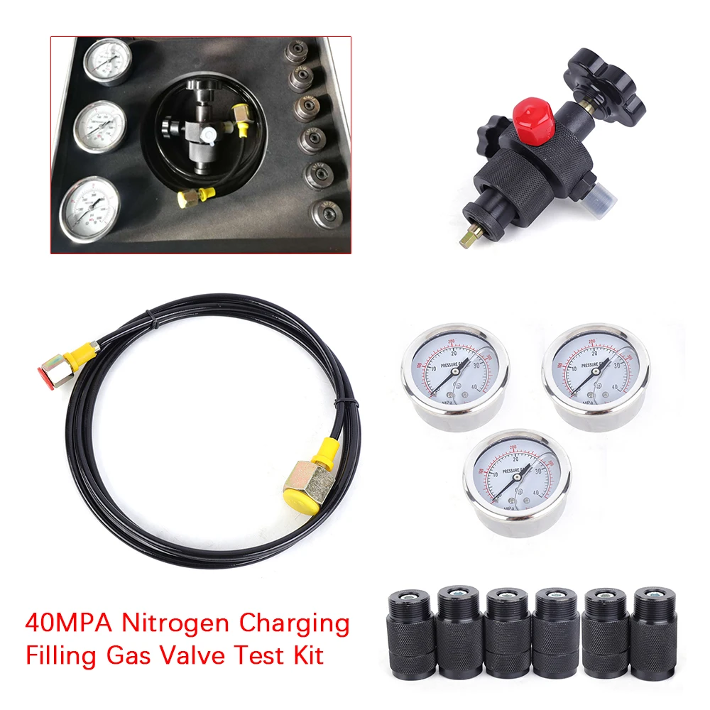 

Hydraulic Accumulator Nitrogen charging Filling Kit Gas Valve Test Kit For Seven Type Adapter