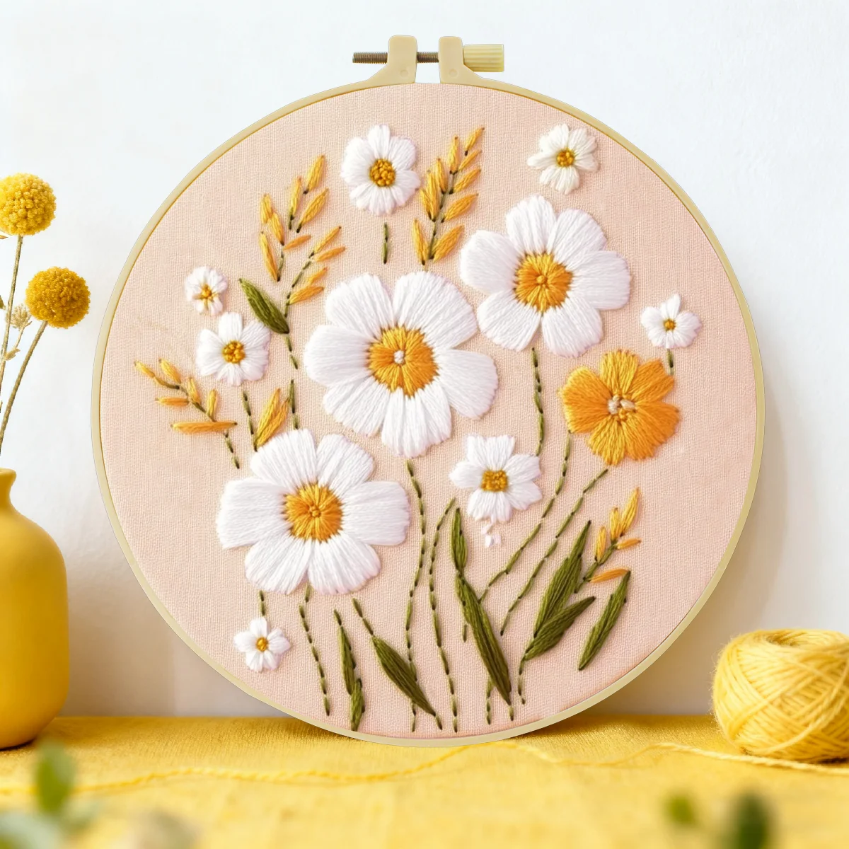 1 Stück 20X20CM/15X15CM 7,87/6,3 Zoll Blumen-Stickerei-Starter-Kit DIY-Kit DIY-Stickerei-Set Handarbeiten Heimdekoration Malerei