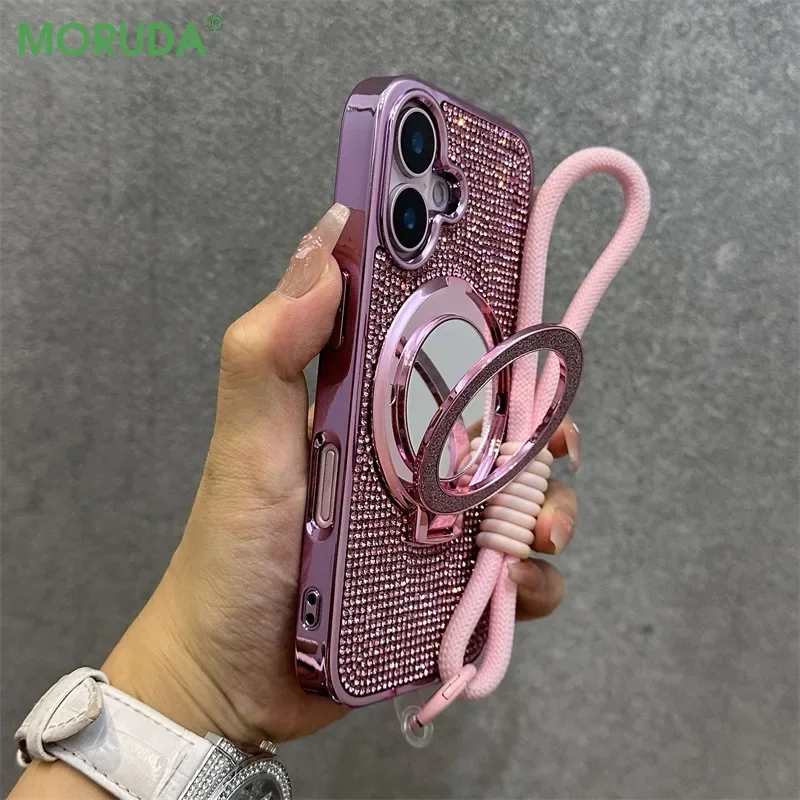 Phone Case Asymmetric Beaded Optical Plated Alloy Hanging Ornaments