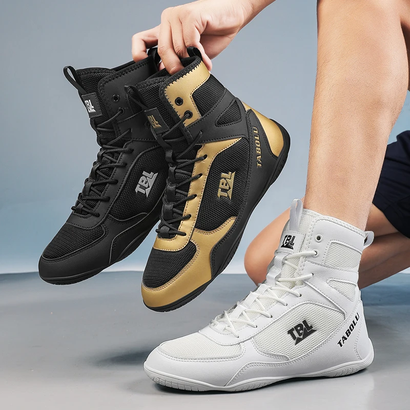 New Wrestling shoes male Boxing Shoe Anti-slip Fighting Strength High Top Shoes light fighting Boots Weightlifting shoe Sneakers
