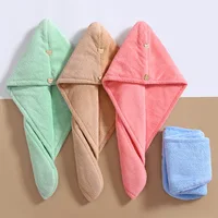 Microfiber Hair Towel,Super Absorbent Hair Towel .Care Cap with Button.Wrap Fast Drying Hair Wraps for .Women Bathroom Accessori 2