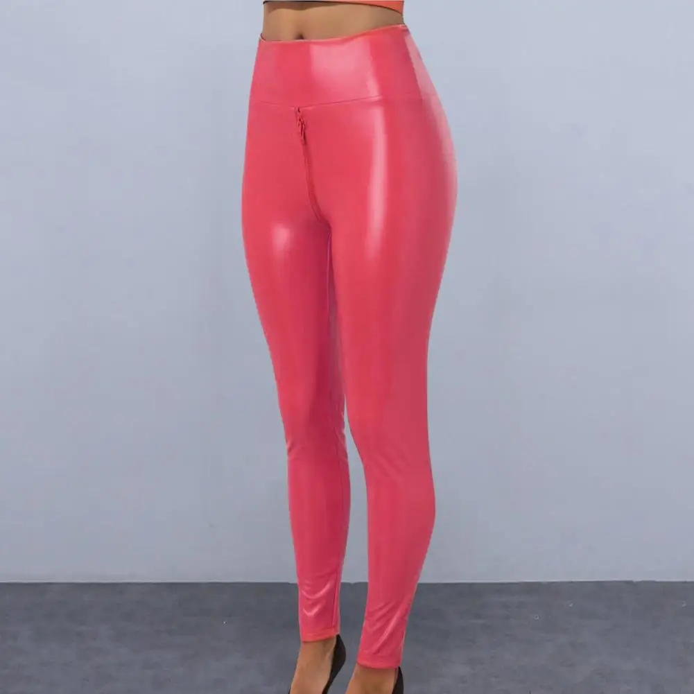 

Slim Fit Faux Leather Pants Exotic Bodycon Trousers Sexy Faux Leather Pants for Women Tummy Control Butt-lifted for Party