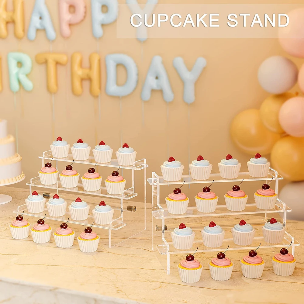 Espositore In Acrilico Trasparente A 4 Ripiani – 40 Cm, Multistrato, Smontabile Per Cupcake, Profumi E Gioielli, Facile Da Montare, Elegante E Resistente