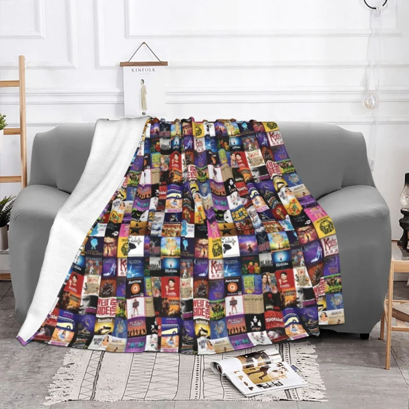 Musicals Collage Blanket Flannel Textile Decor  Warm Throw Thick blankets for Bed Home Cou  Office