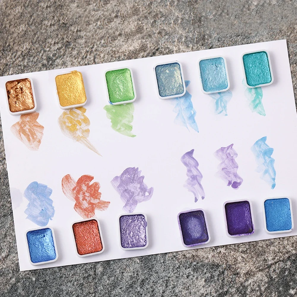 Watercolor Painting Set Watercolor Paint Watercolor Pigment 6Color Shimmer Solid Watercolor Set Retro Painting Pearlescent Metal Candy Colors for Art Painting Drawing Nail Design