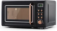 Microwave Oven, SIMOE Retro Small Countertop Microwave 0.7 cu. ft. 700W with 8 Auto-cooking Set(Black) 1