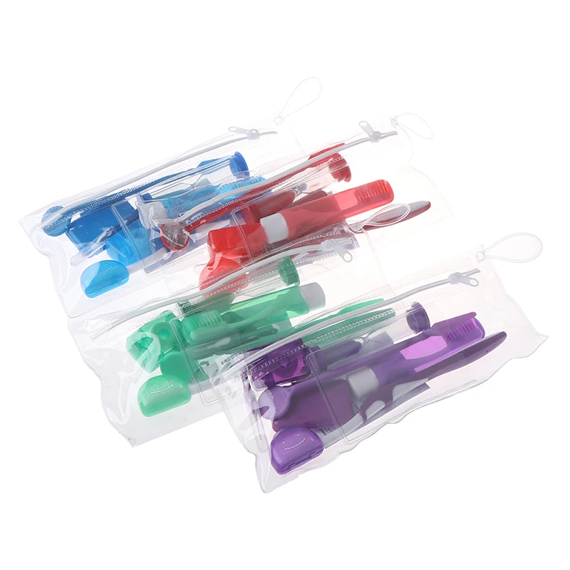 8Pcs Dental Teeth Orthodontic Kits Oral Cleaning Care Whitening Tool Suit Interdental Brush Floss Thread Wax Mirror 4 Colors