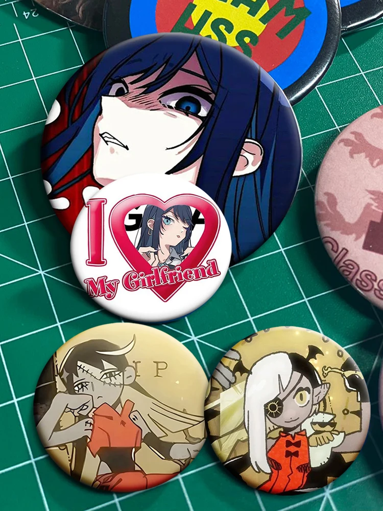 Ado Kyogen X Uta Enamel Pins I Love Ado Vintage Anime Brooch Creative Badge for Hat Bag Decoration Fans Collect Gifts 32/44/58mm