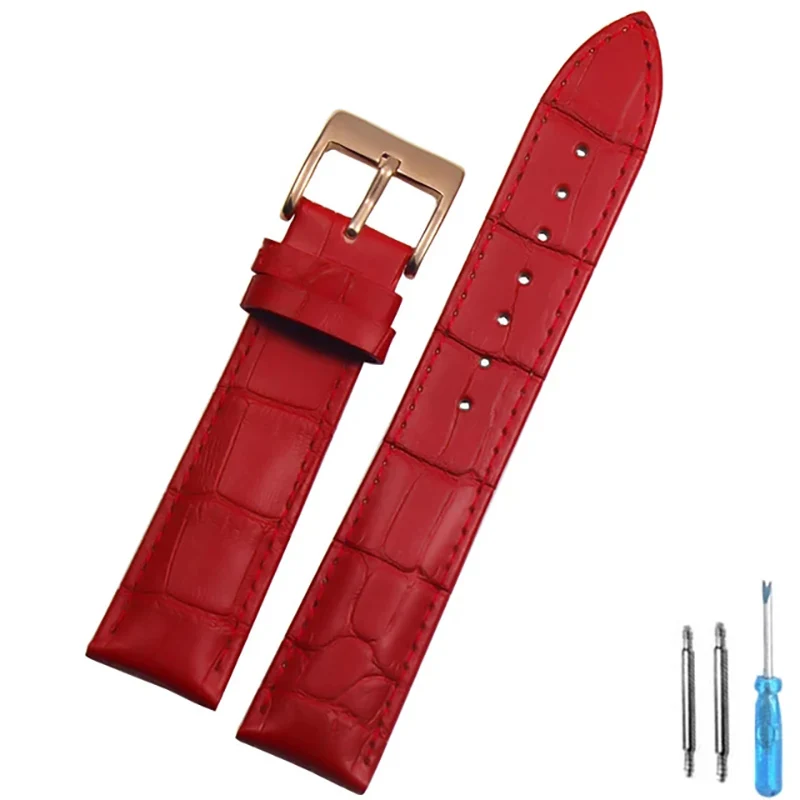 Premium Genuine Leather Watch Strap with Steel Buckle - Includes Tool