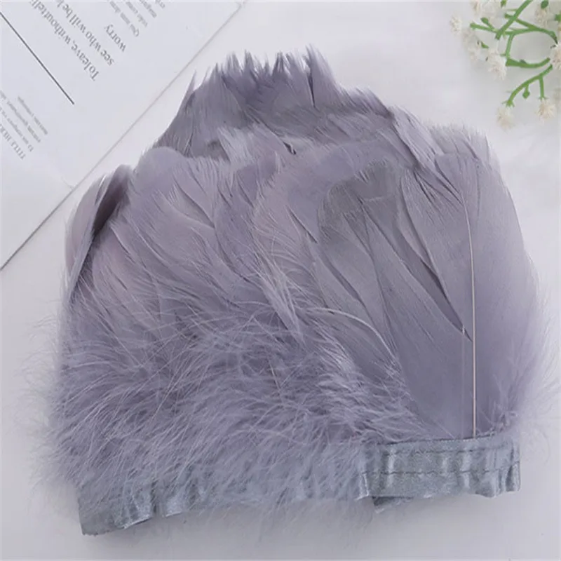 

6-10cm 4 Yard Dyed Grey Goose Duck Feathers Fringes Trims For Clothing Decorations DIY Wedding Party Sewing Lace Strips Ribbons