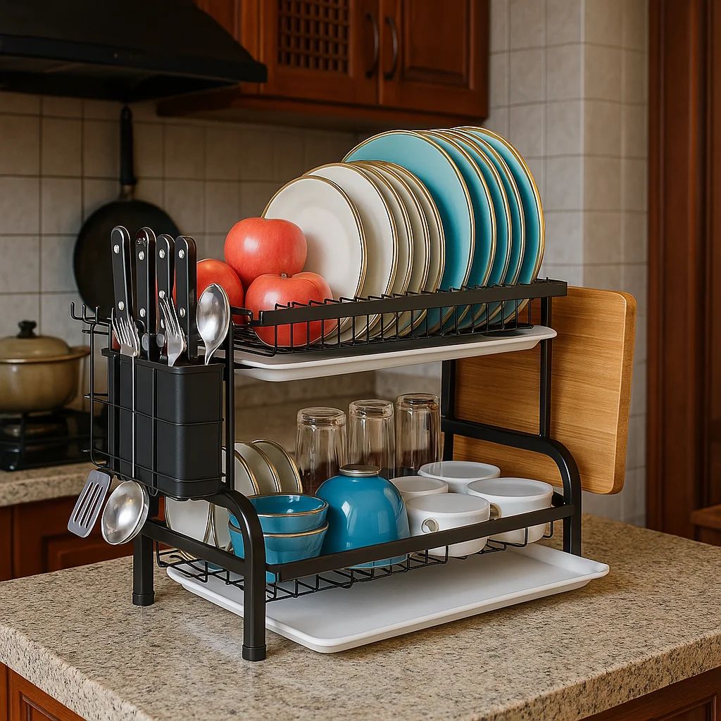 Household Bowl Rack Kitchen Dish Bowl Drainer Storage Shelf Multi Layer Countertop Dish Drying Rack Tableware Organizer Cupboard 4