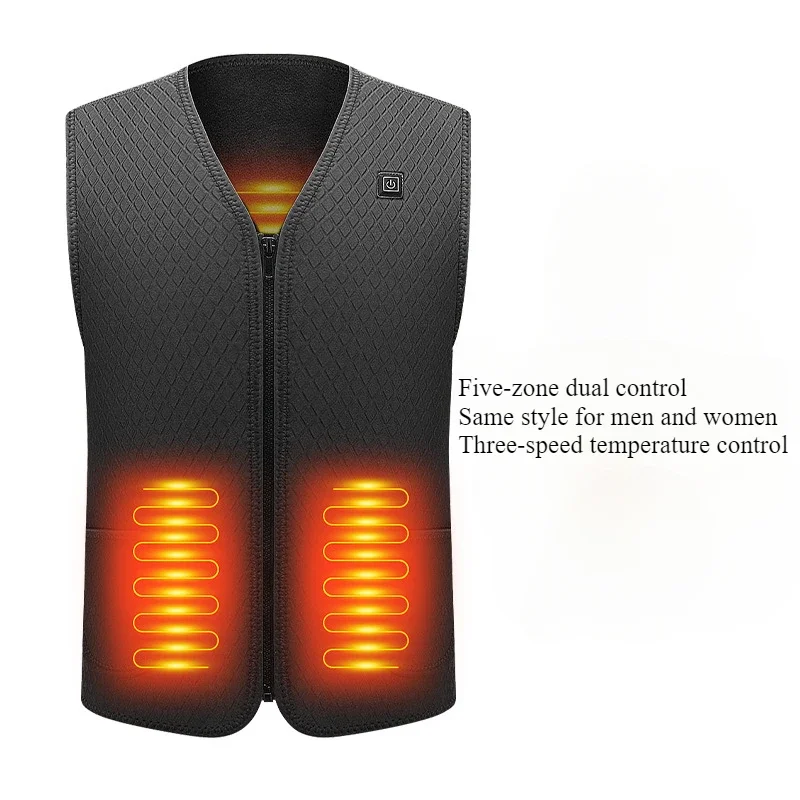 Heating Vest with Three Speed Temperature Control Continuous Heating USB Charging for Winter Outdoor